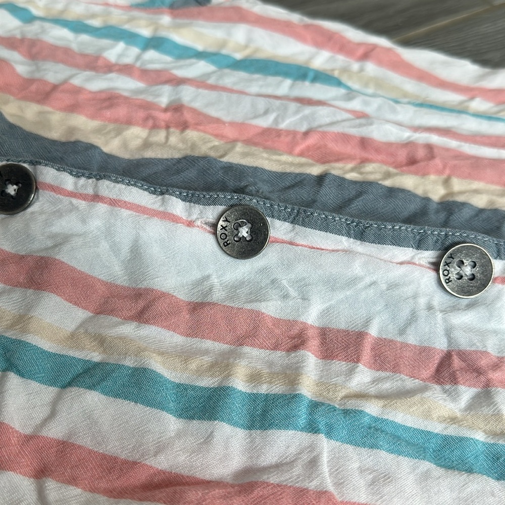 Roxy Girl XL extra L 14 striped spring summer button down romper EUC top shorts - Picture 3 of 4